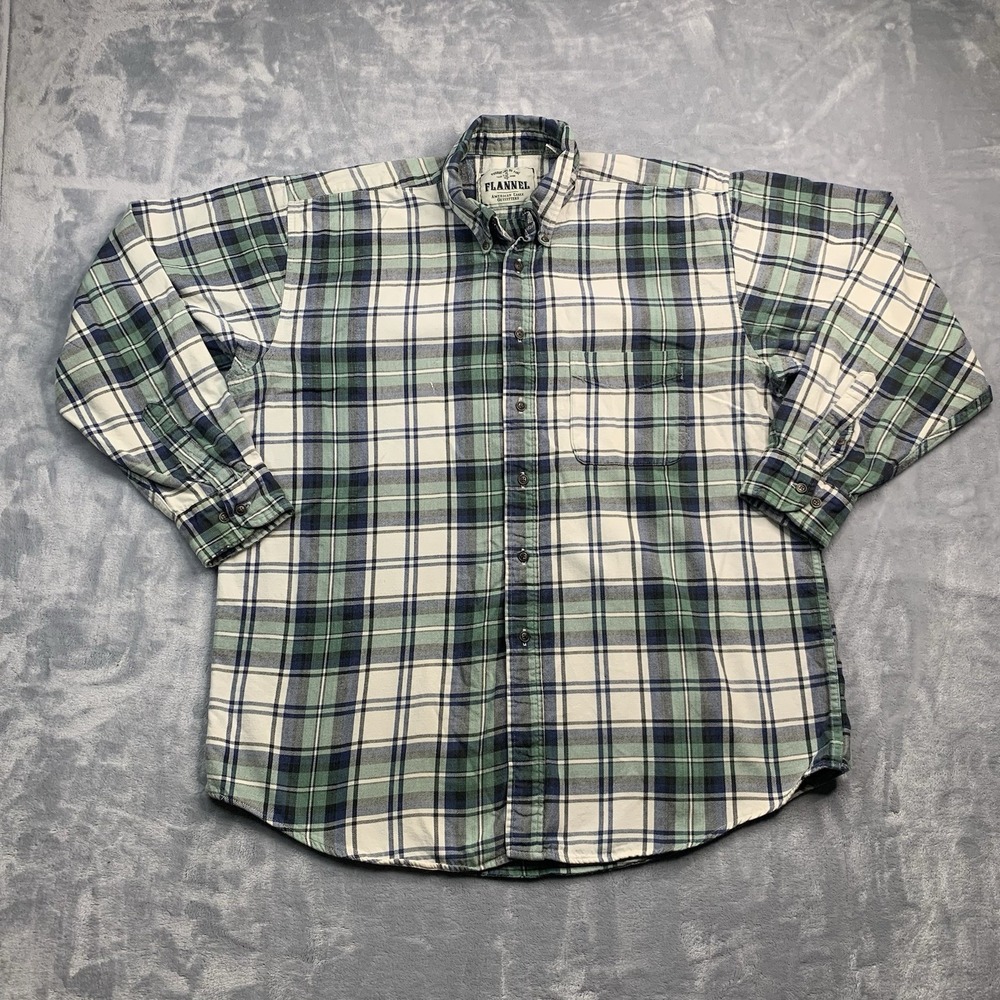 American‎ Eagle Shirt Mens XL Green Plaid Flannel Button Front Super Soft Cotton